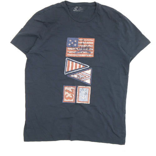 Timberland Men's Blue Graphic Print T-Shirt L