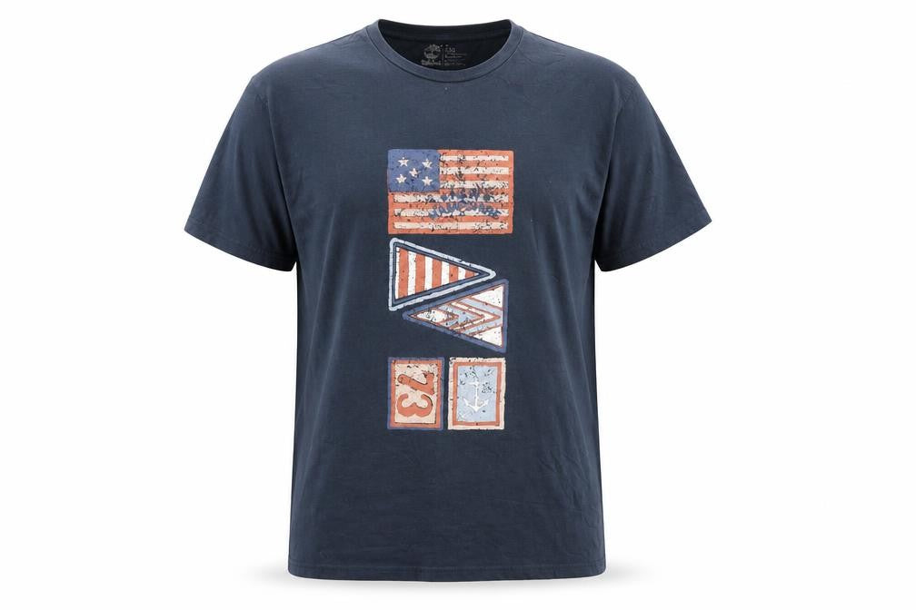 Front view of Timberland Men's Blue Graphic Print T-Shirt L