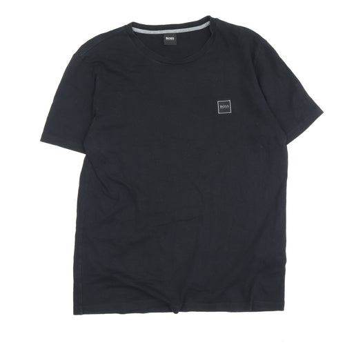 BOSS Men's Black Crew Neck T-Shirt, Size M, Logo Accent