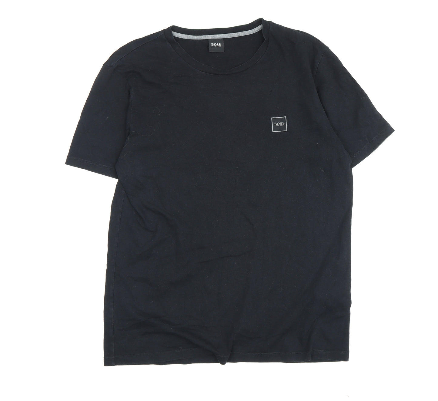 BOSS Men's Black Crew Neck T-Shirt, Size M, Logo Accent