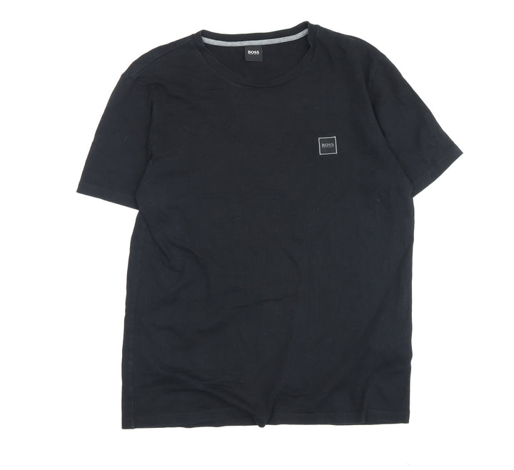 BOSS Men's Black Crew Neck T-Shirt, Size M, Logo Accent