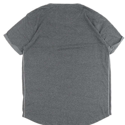 Ringspun Men's Grey XL Striped Pocket T-Shirt
