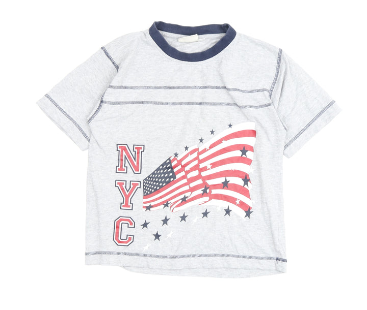 KNTC Clothing Boys Grey Graphic T-Shirt 10 Years Patriotic Style