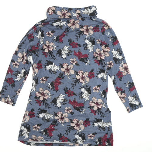 Jessica Graaf Women's Blue Floral Tunic, Long Sleeve, M