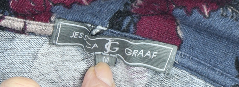 Jessica Graaf Women's Blue Floral Tunic, Long Sleeve, M