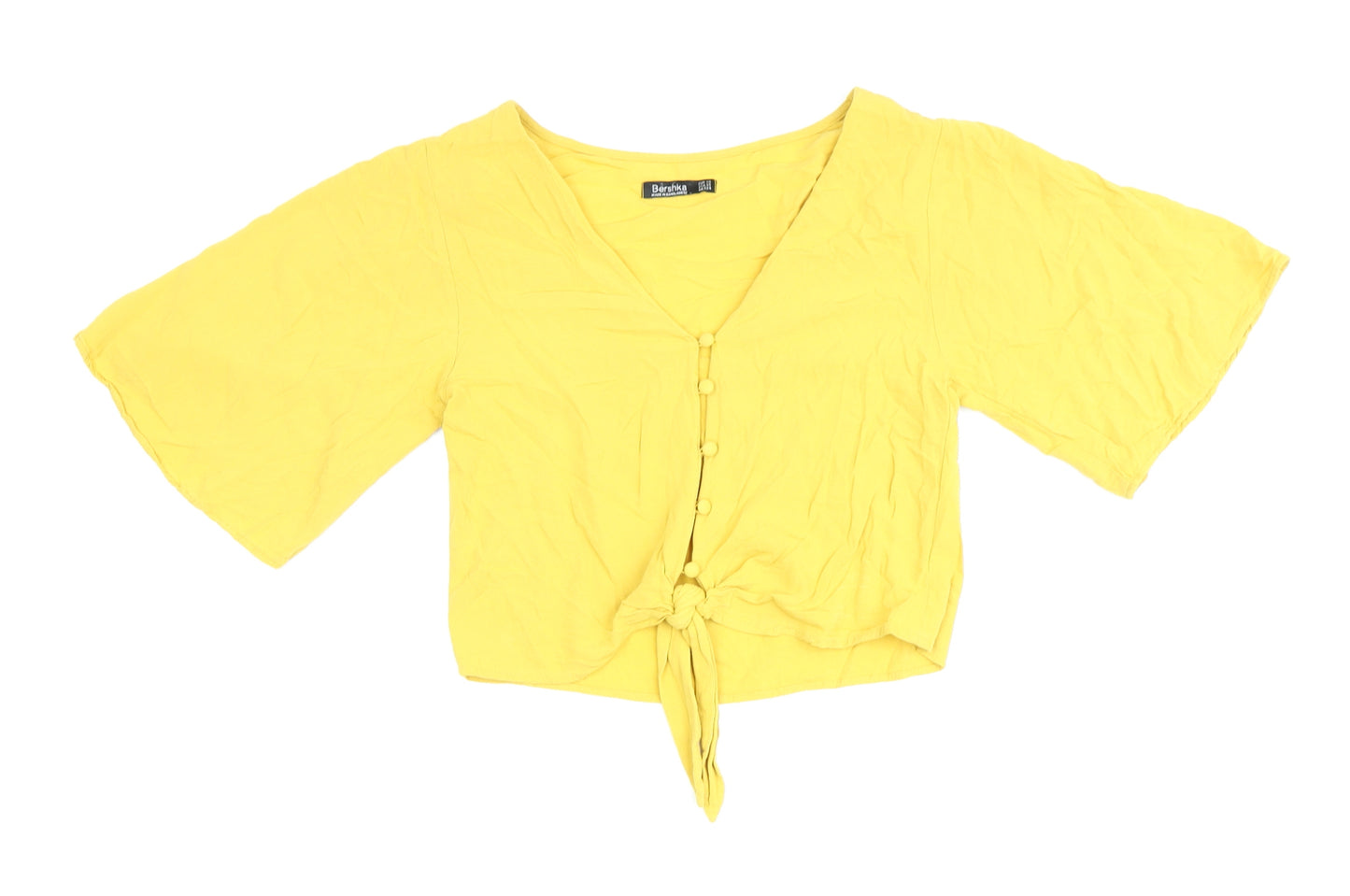Bershka Women's Yellow Cropped Blouse XS