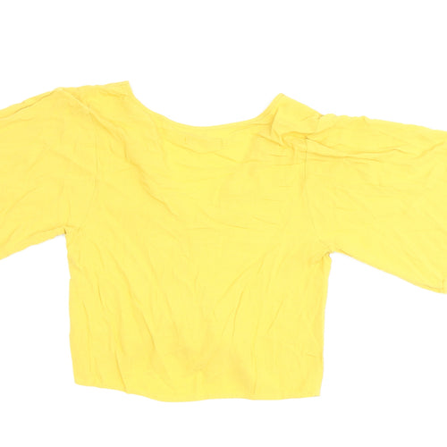 Bershka Women's Yellow Cropped Blouse XS