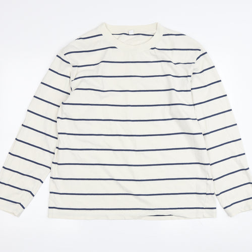 Uniqlo Unisex Striped Long Sleeve T-Shirt - M, White