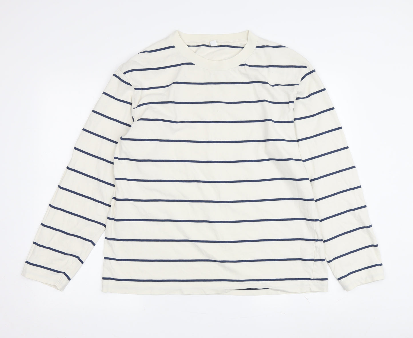 Uniqlo Unisex Striped Long Sleeve T-Shirt - M, White