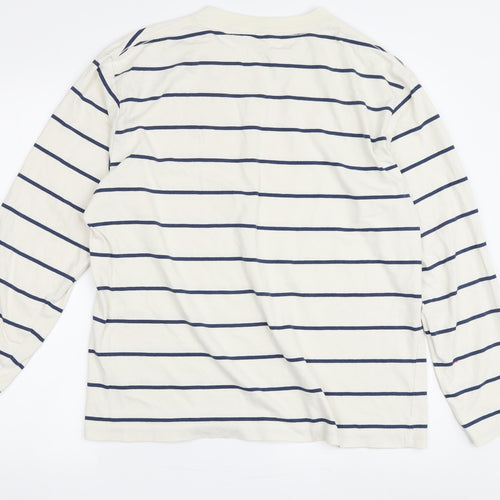 Uniqlo Unisex Striped Long Sleeve T-Shirt - M, White