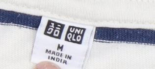 Uniqlo Unisex Striped Long Sleeve T-Shirt - M, White