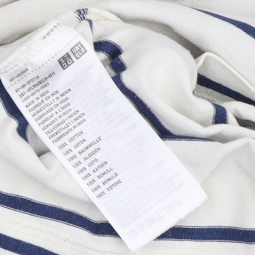Uniqlo Unisex Striped Long Sleeve T-Shirt - M, White
