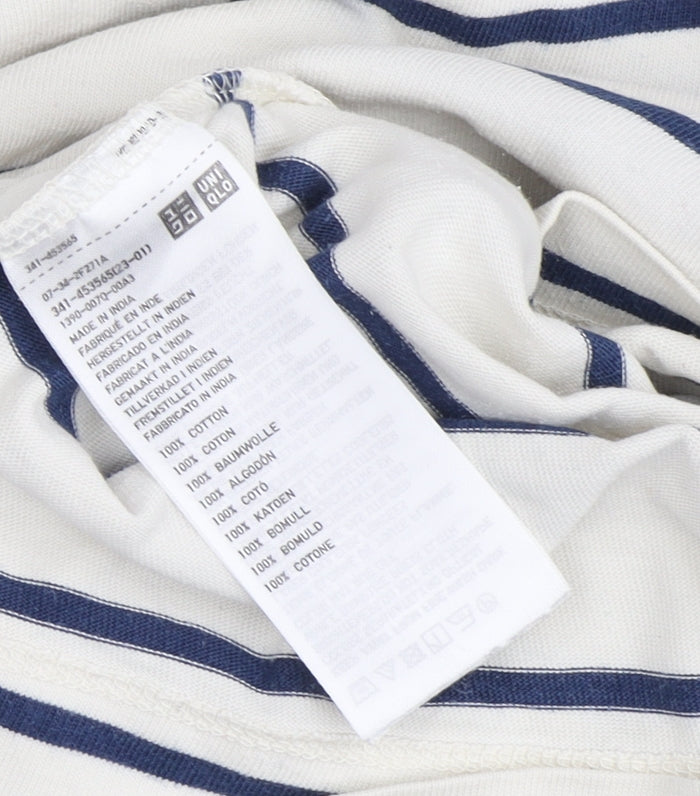 Uniqlo Unisex Striped Long Sleeve T-Shirt - M, White