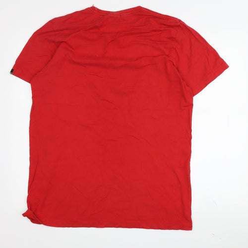 Adidas Men's Red Logo T-Shirt, Size M, Cotton Crew Neck