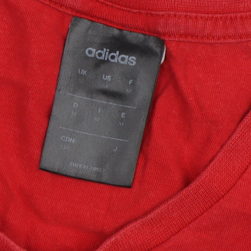 Adidas Men's Red Logo T-Shirt, Size M, Cotton Crew Neck