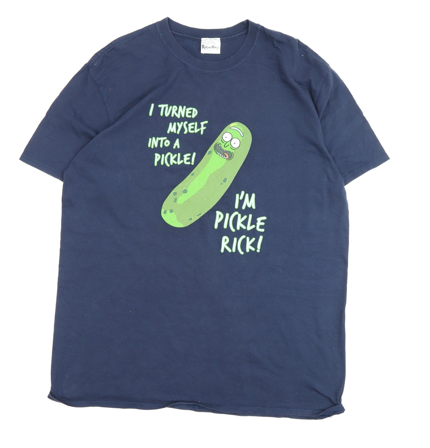 Rick and Morty Men's Blue XL Pickle Rick T-Shirt