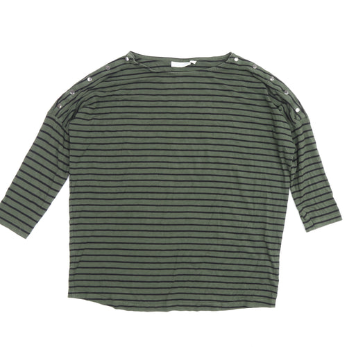 JoJo Maman Bébé Women's Green Stripe T-Shirt M
