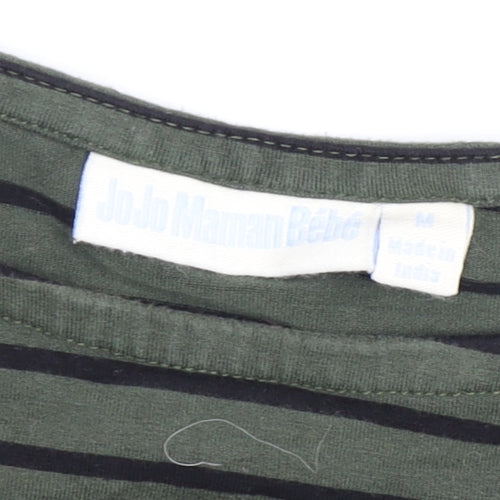 JoJo Maman Bébé Women's Green Stripe T-Shirt M