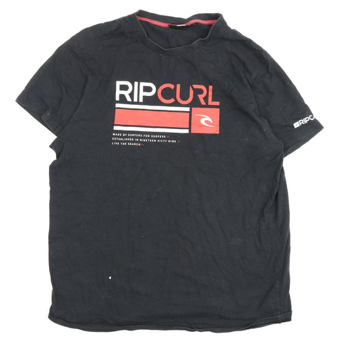 Rip Curl Men's Black Relaxed Fit Logo T-Shirt L