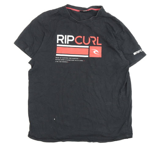 Rip Curl Men's Black Relaxed Fit Logo T-Shirt L