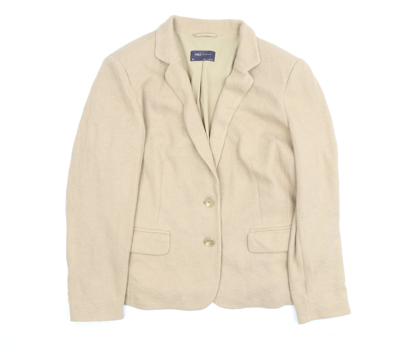 Marks and Spencer Women's Beige Blazer Size 18, Classic Style