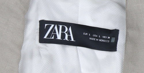 Zara Women's Beige Linen Blazer, Size L, Business Casual