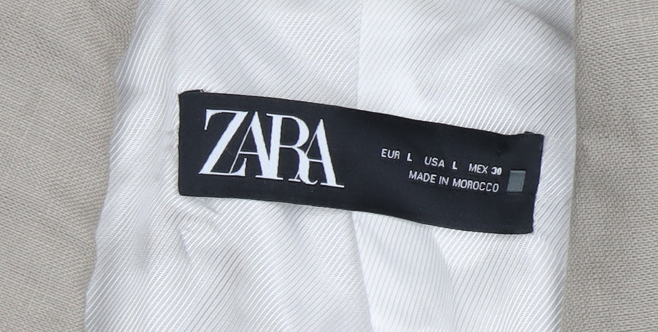 Zara Women's Beige Linen Blazer, Size L, Business Casual
