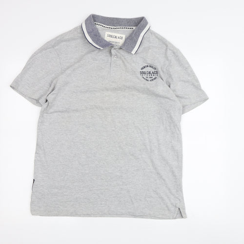 SoulCal & Co Men's Grey Polo Shirt Medium