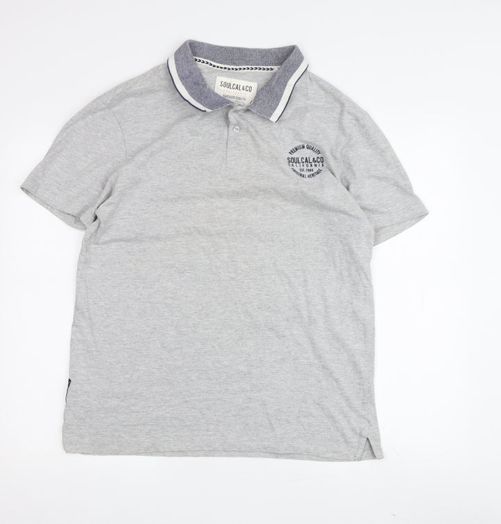SoulCal & Co Men's Grey Polo Shirt Medium