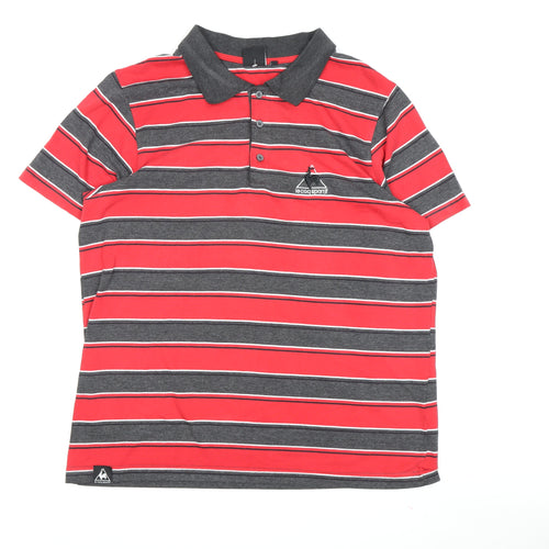 Le Coq Sportif Men's Red Striped Polo XL