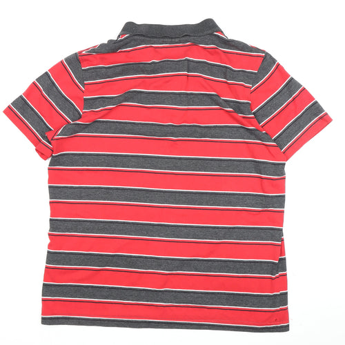 Le Coq Sportif Men's Red Striped Polo XL