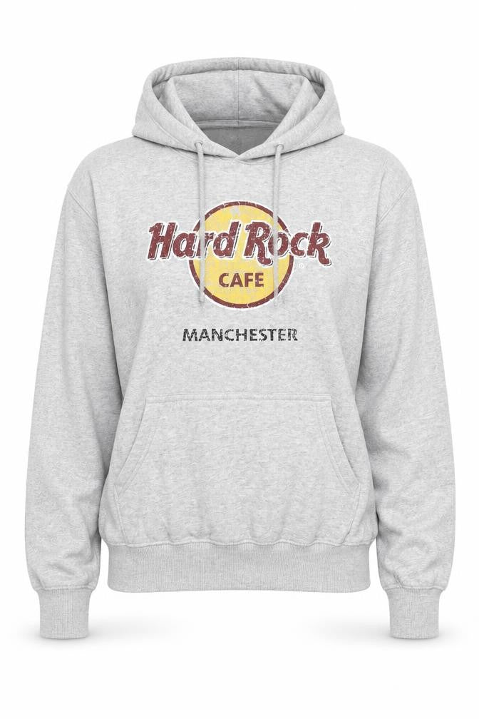 Front view of Hard Rock Cafe Grey Pullover Hoodie, unisex small