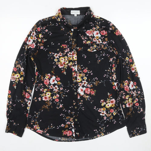 Apricot Women's Black Floral Button-Up Shirt, Size S