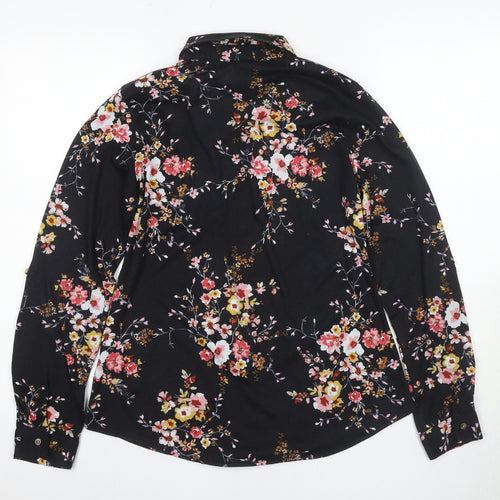 Apricot Women's Black Floral Button-Up Shirt, Size S