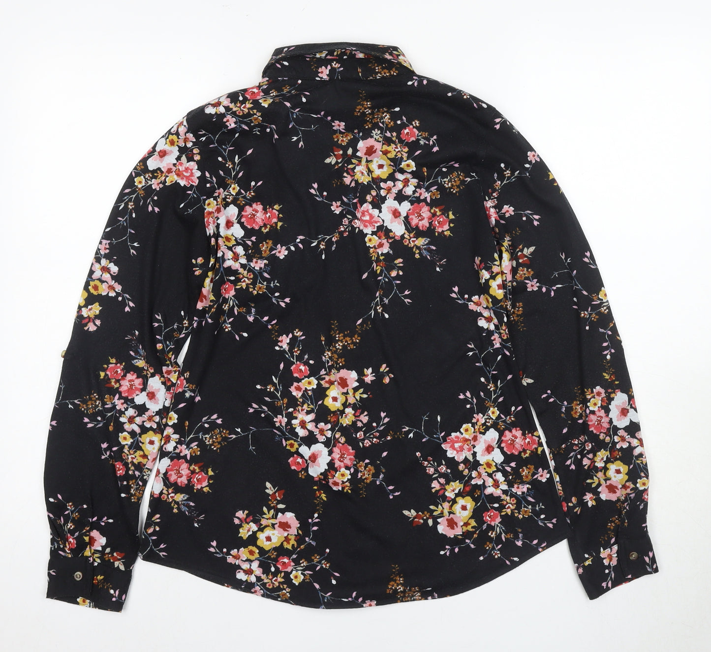 Apricot Women's Black Floral Button-Up Shirt, Size S