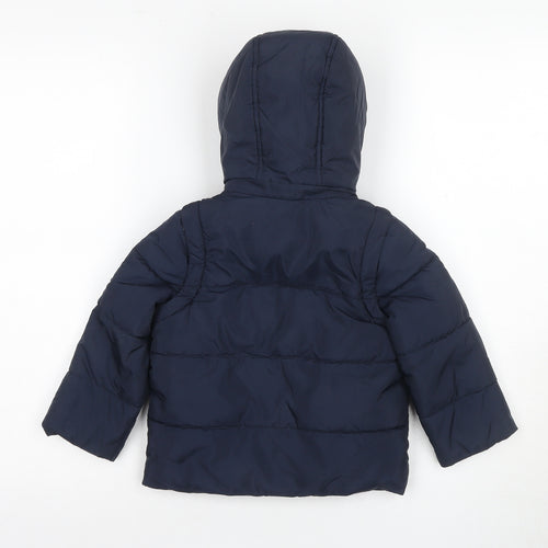 Joules Boys Blue Puffer Jacket 2 Years Hooded & Lined