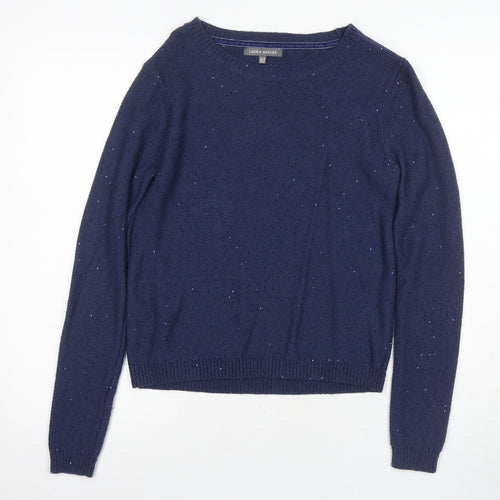 Laura Ashley Women's Blue Knit Pullover Jumper, Size 10