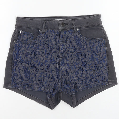 Guess Women's Black Hot Pants, Size 2, Floral Lace Denim
