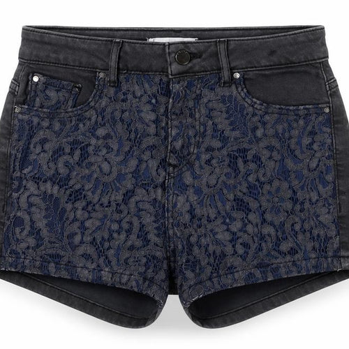 Guess Women's Black Hot Pants, Size 2, Floral Lace Denim