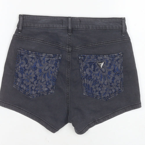 Guess Women's Black Hot Pants, Size 2, Floral Lace Denim