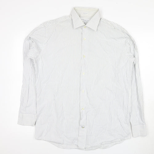 Banana Republic Men's White Striped Slim Dress Shirt L