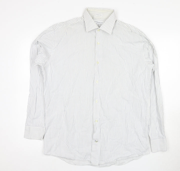 Banana Republic Men's White Striped Slim Dress Shirt L
