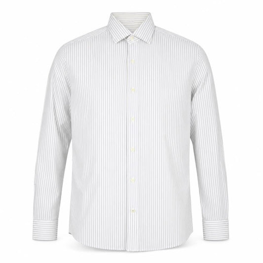 Front view of Banana Republic Men's White Striped Slim Dress Shirt L