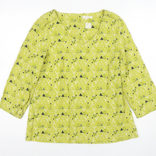 White Stuff Women's Green Geometric Tunic Blouse, Size 8