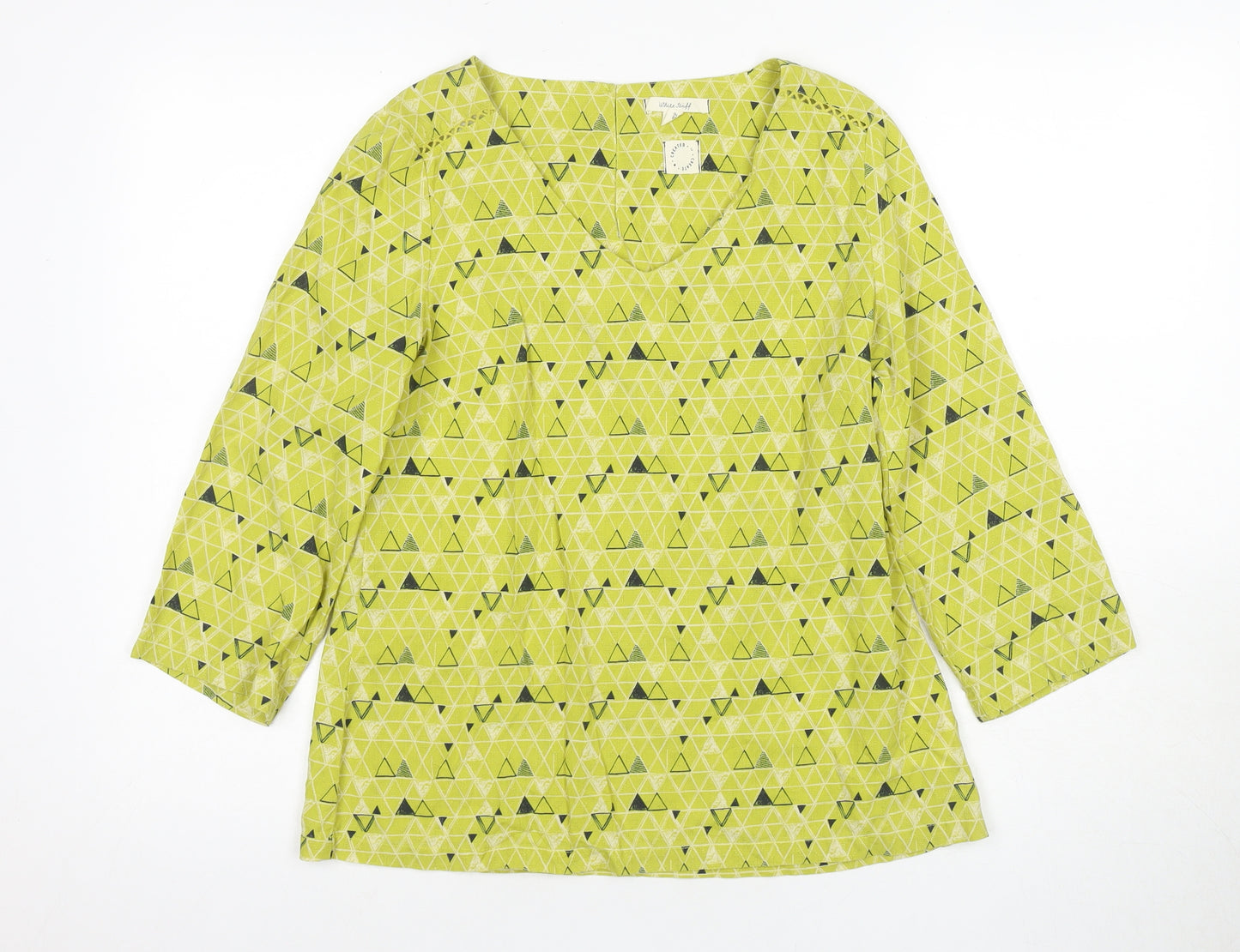 White Stuff Women's Green Geometric Tunic Blouse, Size 8