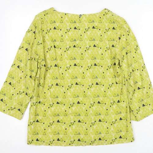 White Stuff Women's Green Geometric Tunic Blouse, Size 8