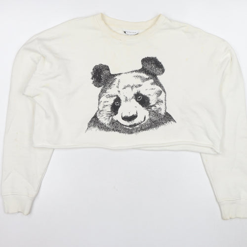 Topshop Women's White Panda Graphic Sweatshirt Size 10