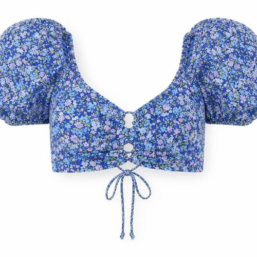 Wild Fable Women's Blue Floral Cropped Blouse XS