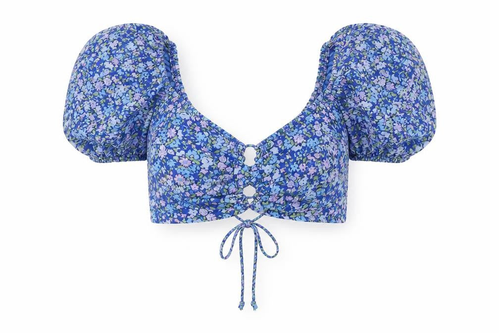 Wild Fable Women's Blue Floral Cropped Blouse XS