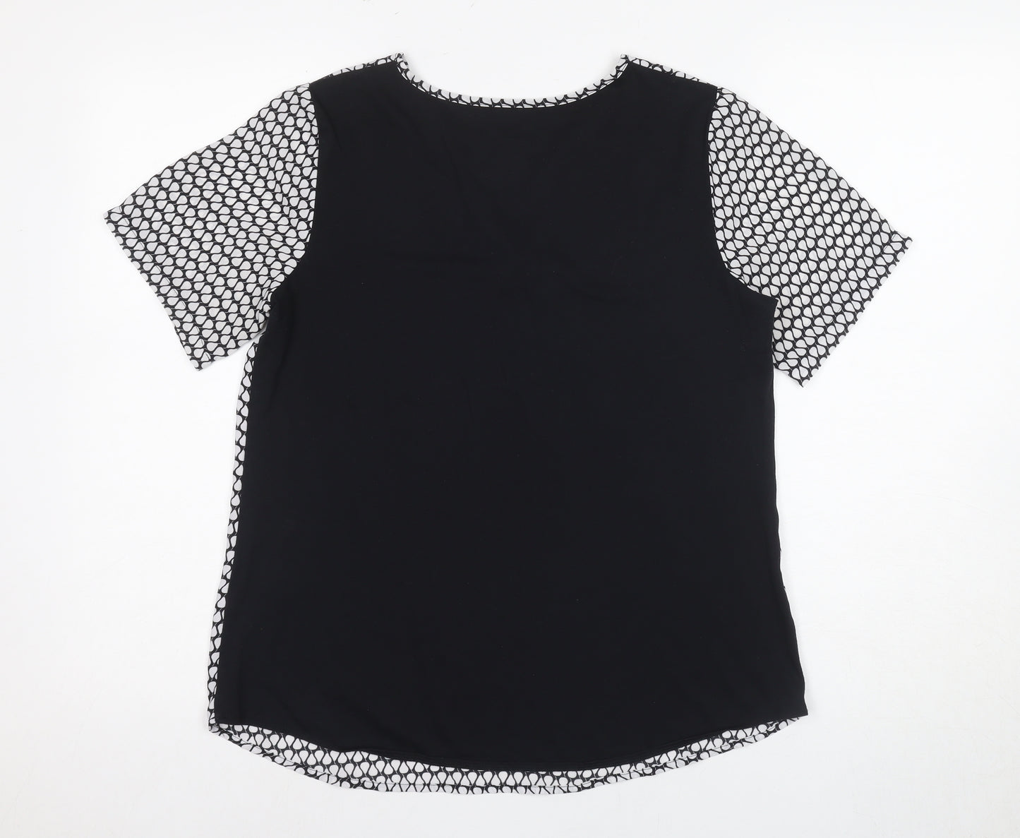 Van Heusen Women's Black Geometric T-Shirt - Size S